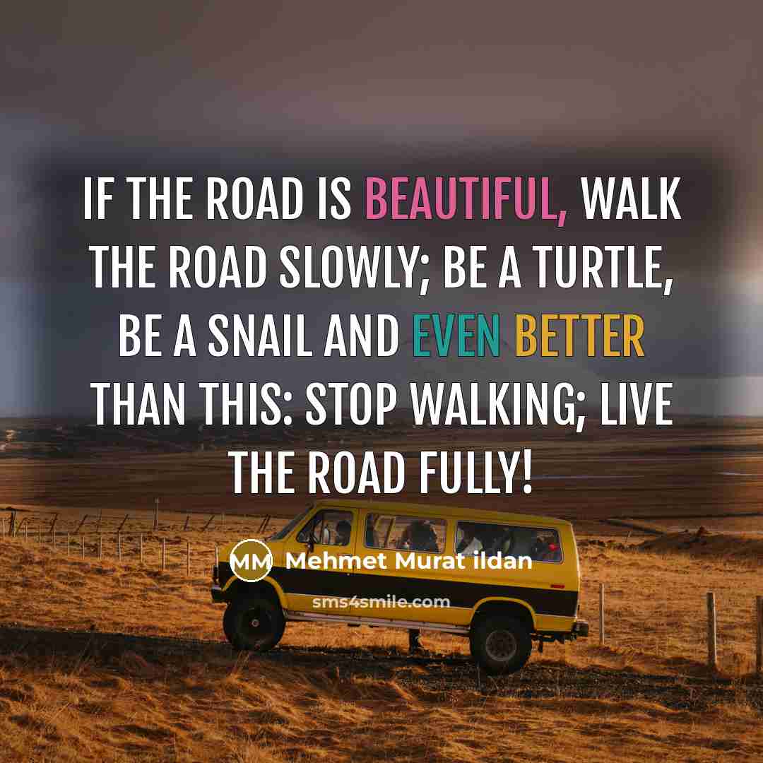 “If the road is beautiful, walk the road slowly; be…” quote by Mehmet Murat Ildan
