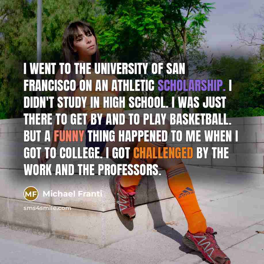 “I went to the University of San Francisco on an…” quote by Michael Franti