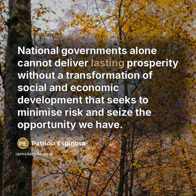 “National governments alone cannot deliver lasting prosperity without a transformation…” quote by Patricia Espinosa