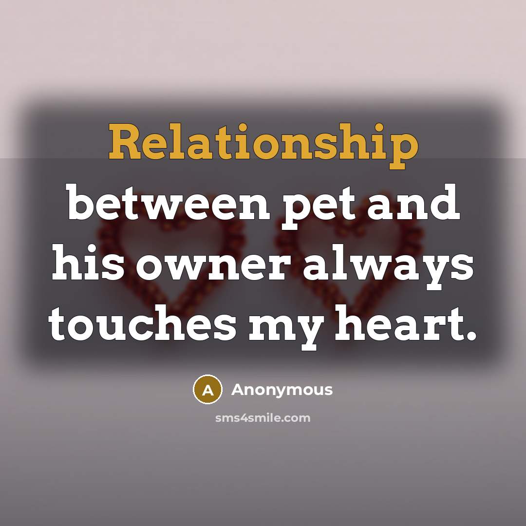 “Relationship between pet and his owner always touches my heart.” quote by Anonymous