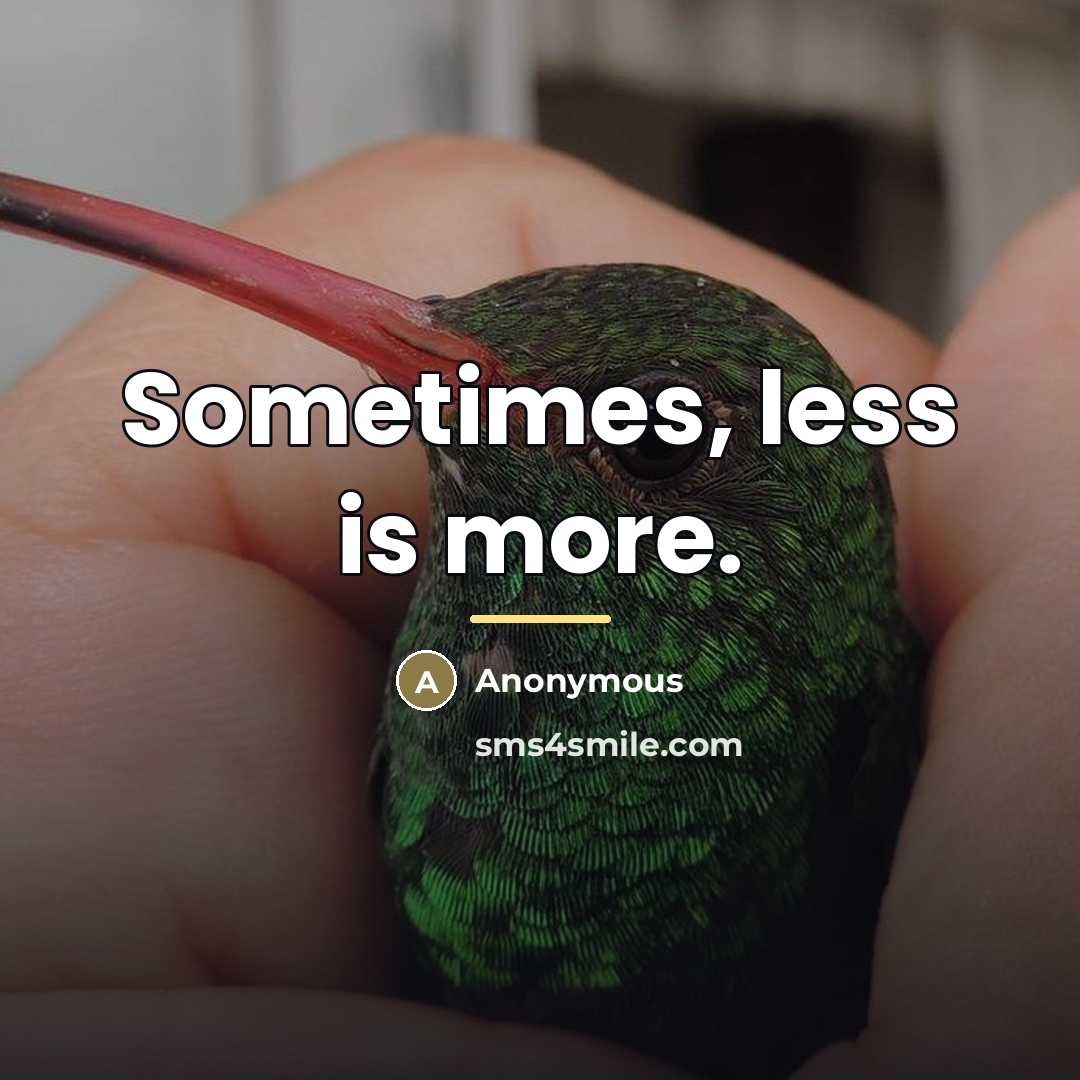 “Sometimes, less is more.…” quote by Anonymous