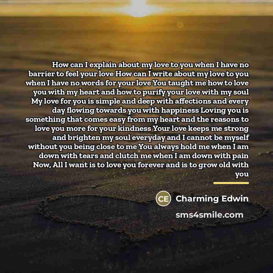 “How can I explain about my love to you when…” quote by Charming Edwin