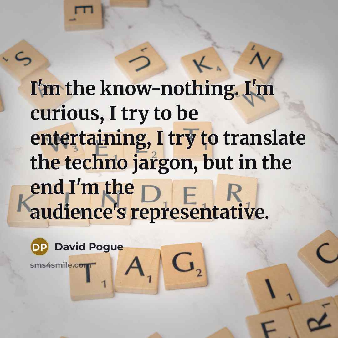 “I'm the know-nothing. I'm curious, I try to be entertaining,…” quote by David Pogue