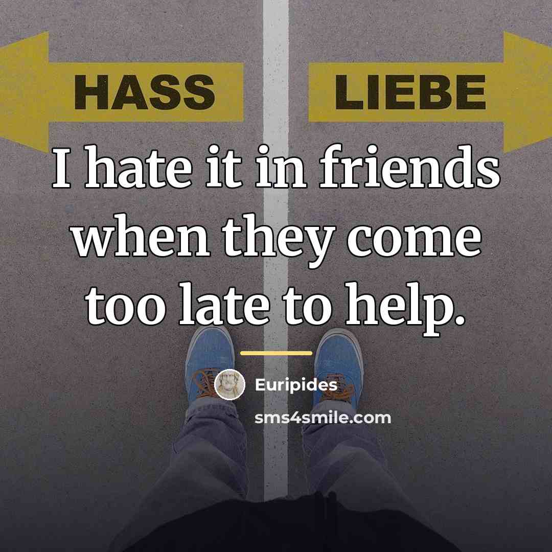 “I hate it in friends when they come too late…” quote by Euripides