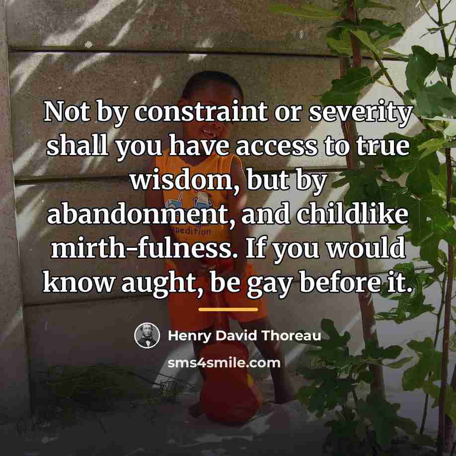 “Not by constraint or severity shall you have access to…” quote by Henry David Thoreau