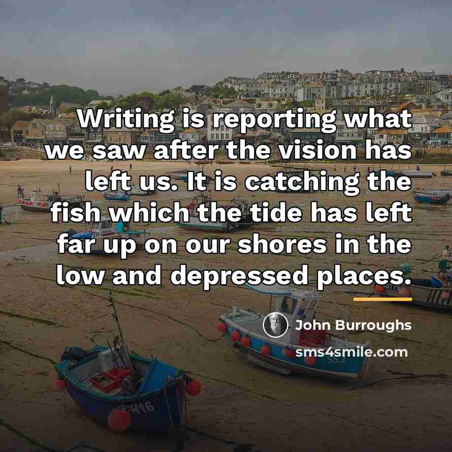 “Writing is reporting what we saw after the vision has…” quote by John Burroughs