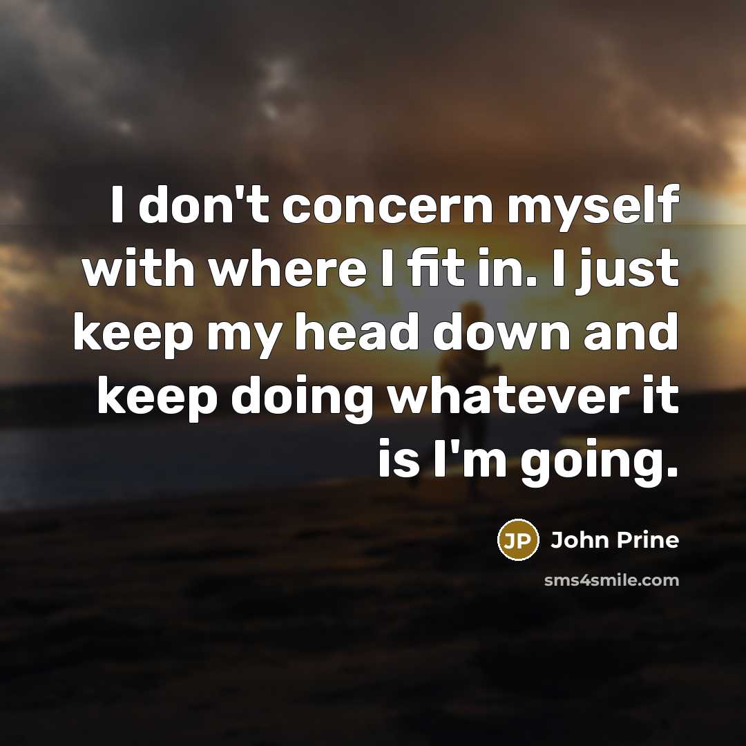 “I don't concern myself with where I fit in. I just keep my head down and keep doing whatever it is I'm going.” quote by John Prine
