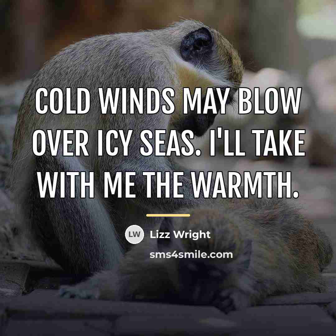 “Cold winds may blow over icy seas. I'll take with…” quote by Lizz Wright