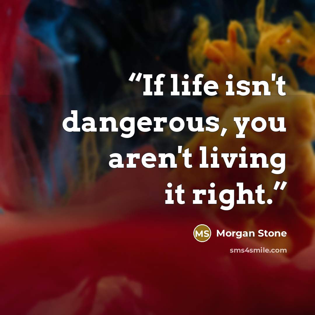 “If life isn't dangerous, you aren't living it right.” quote by Morgan Stone