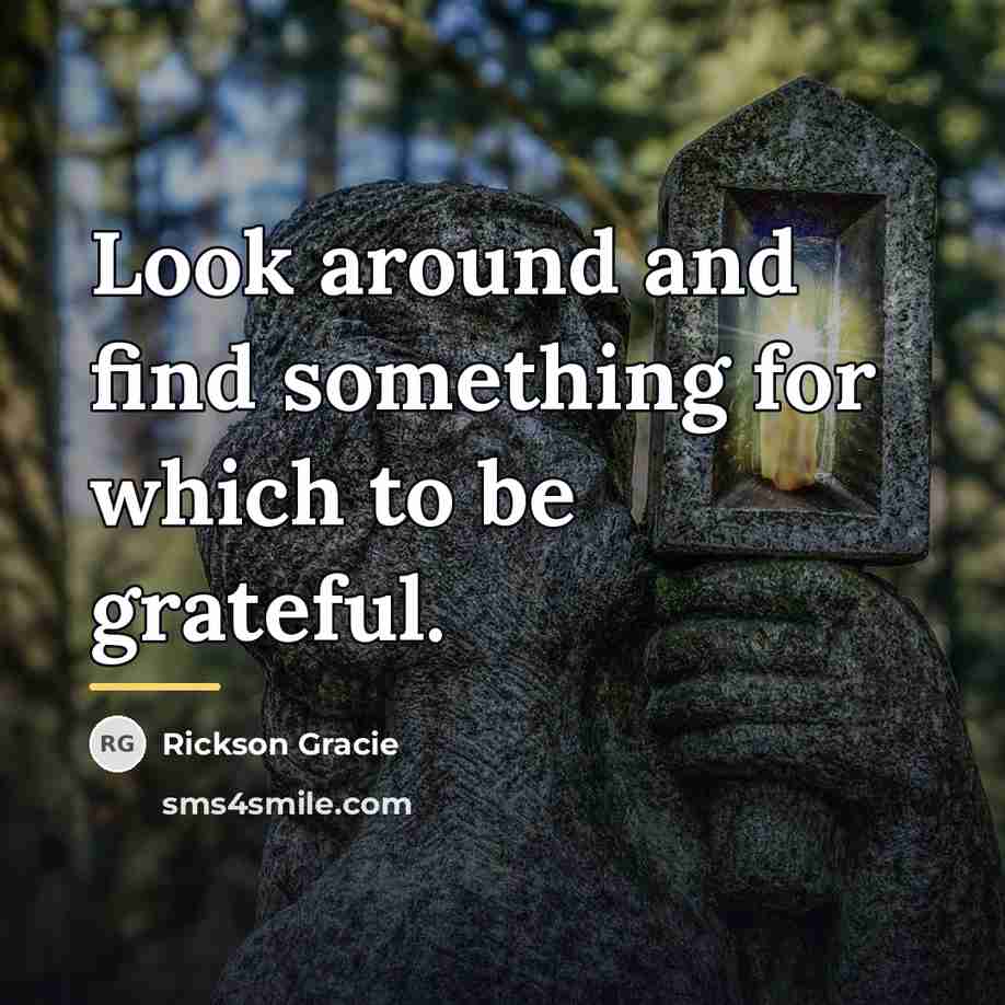 “Look around and find something for which to be grateful.…” quote by Rickson Gracie