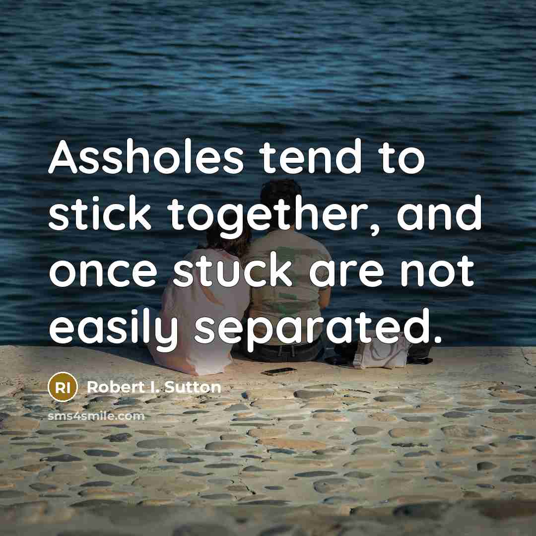 “Assholes tend to stick together, and once stuck are not…” quote by Robert I. Sutton