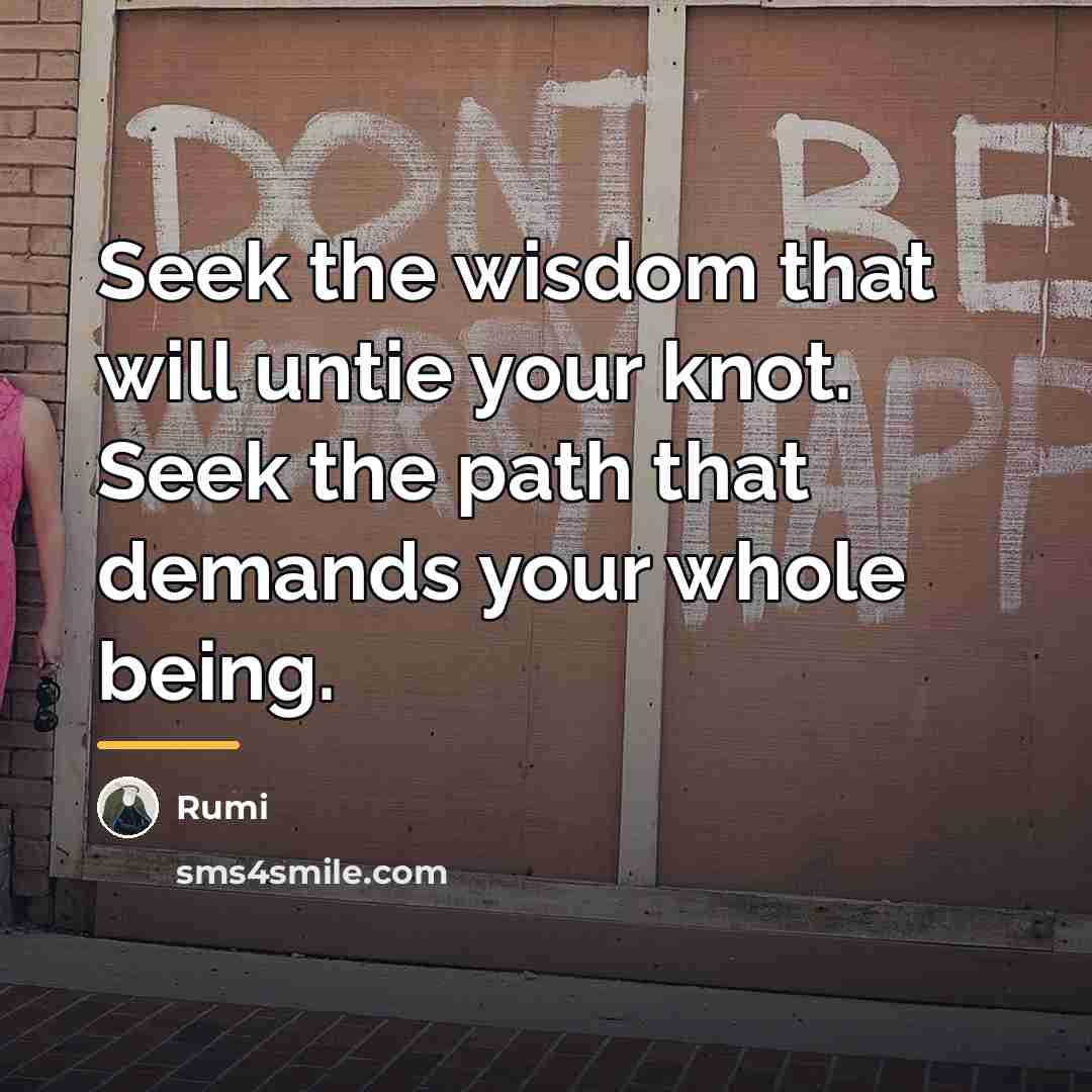 “Seek the wisdom that will untie your knot. Seek the…” quote by Rumi