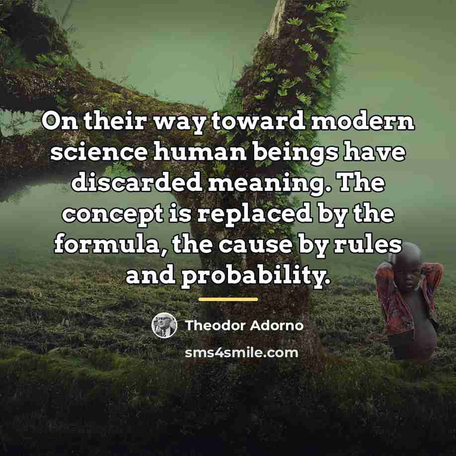 “On their way toward modern science human beings have discarded…” quote by Theodor Adorno