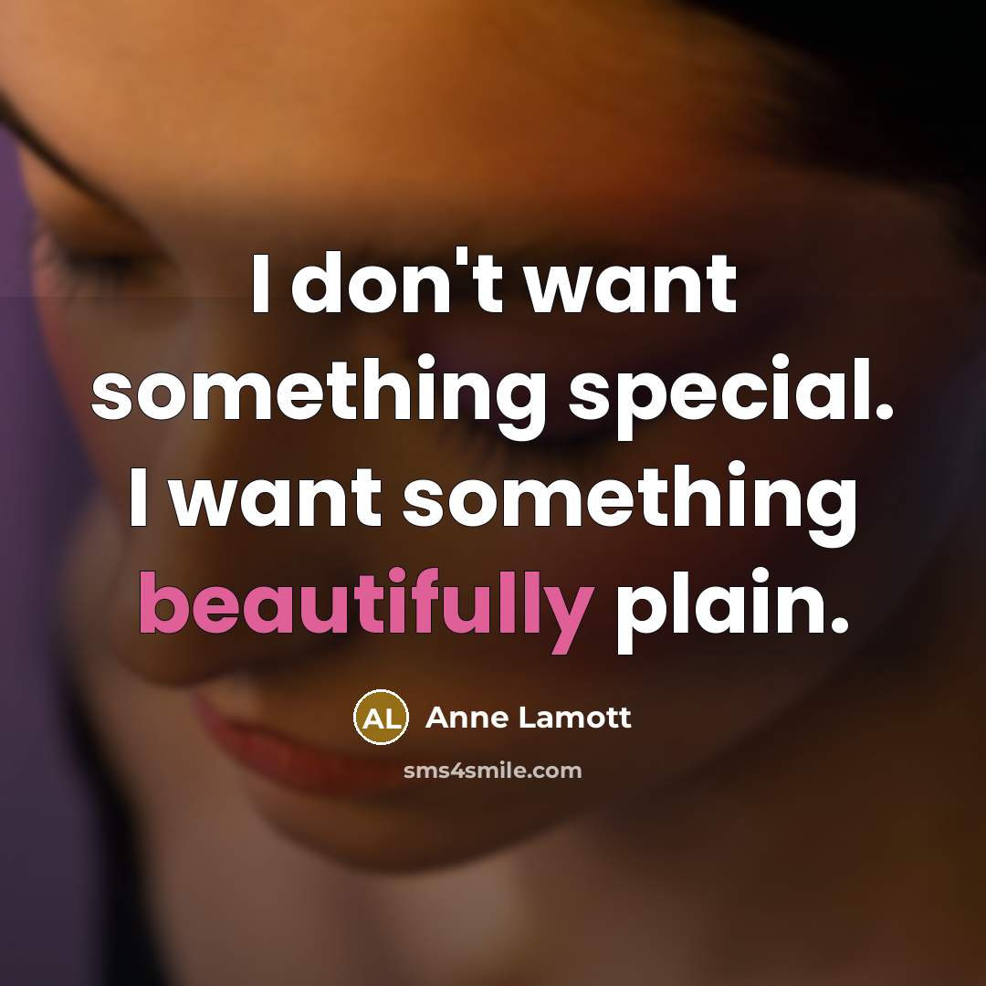 “I don't want something special. I want something beautifully plain.…” quote by Anne Lamott