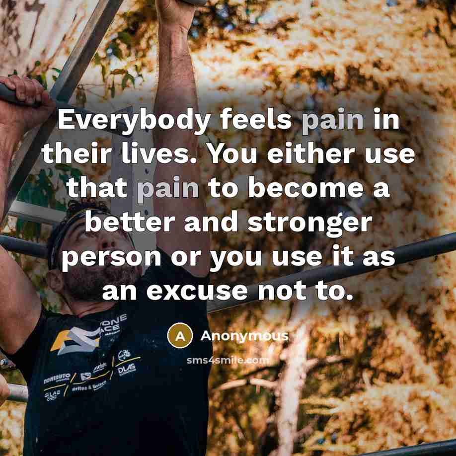 “Everybody feels pain in their lives. You either use that…” quote by Anonymous