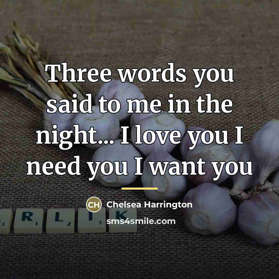 “Three words you said to me in the night... I…” quote by Chelsea Harrington