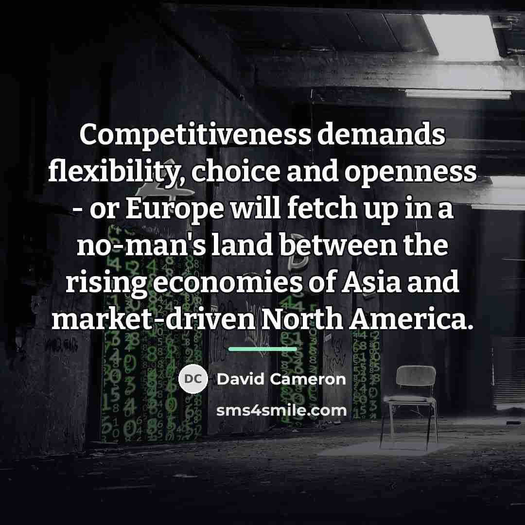 “Competitiveness demands flexibility, choice and openness - or Europe will…” quote by David Cameron