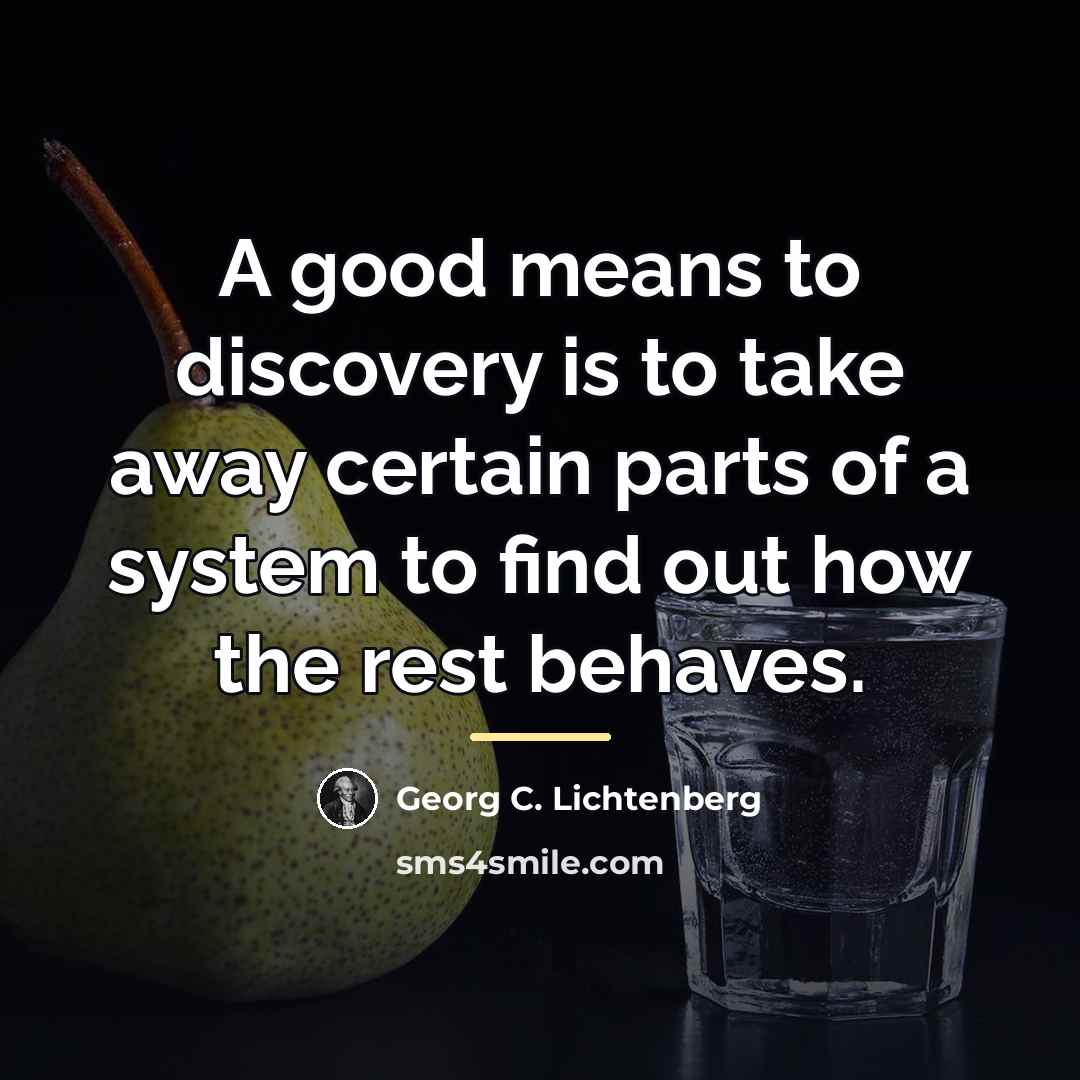 “A good means to discovery is to take away certain…” quote by Georg C. Lichtenberg