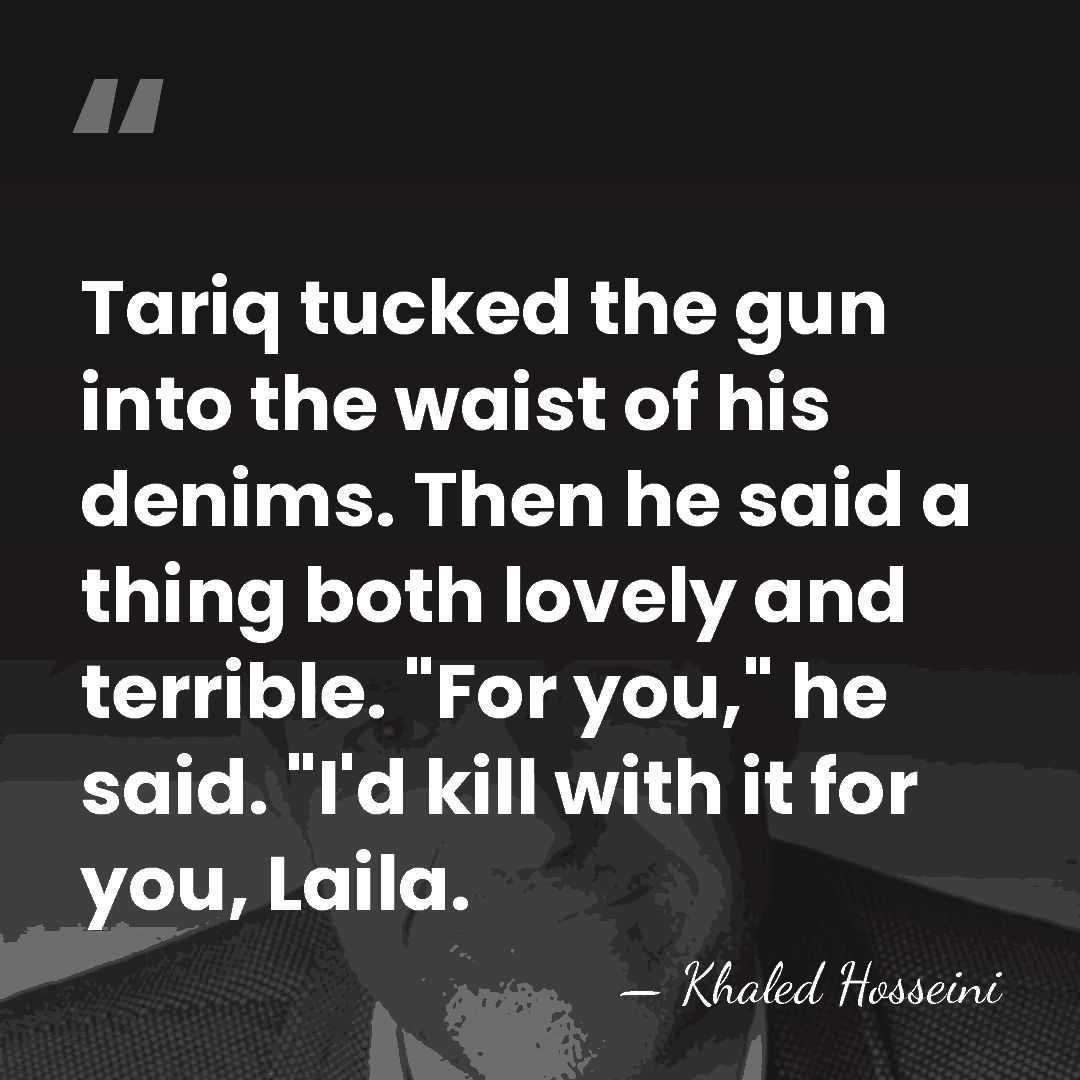 Tariq tucked the gun into the waist of his denims. Then he&hellip; - Khaled Hosseini