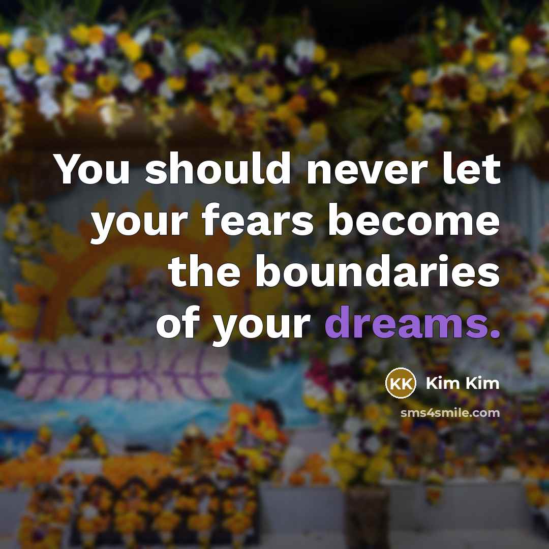 “You should never let your fears become the boundaries of…” quote by Kim Kim
