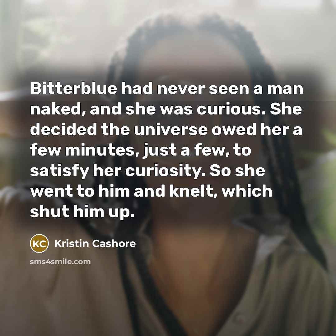 “Bitterblue had never seen a man naked, and she was…” quote by Kristin Cashore