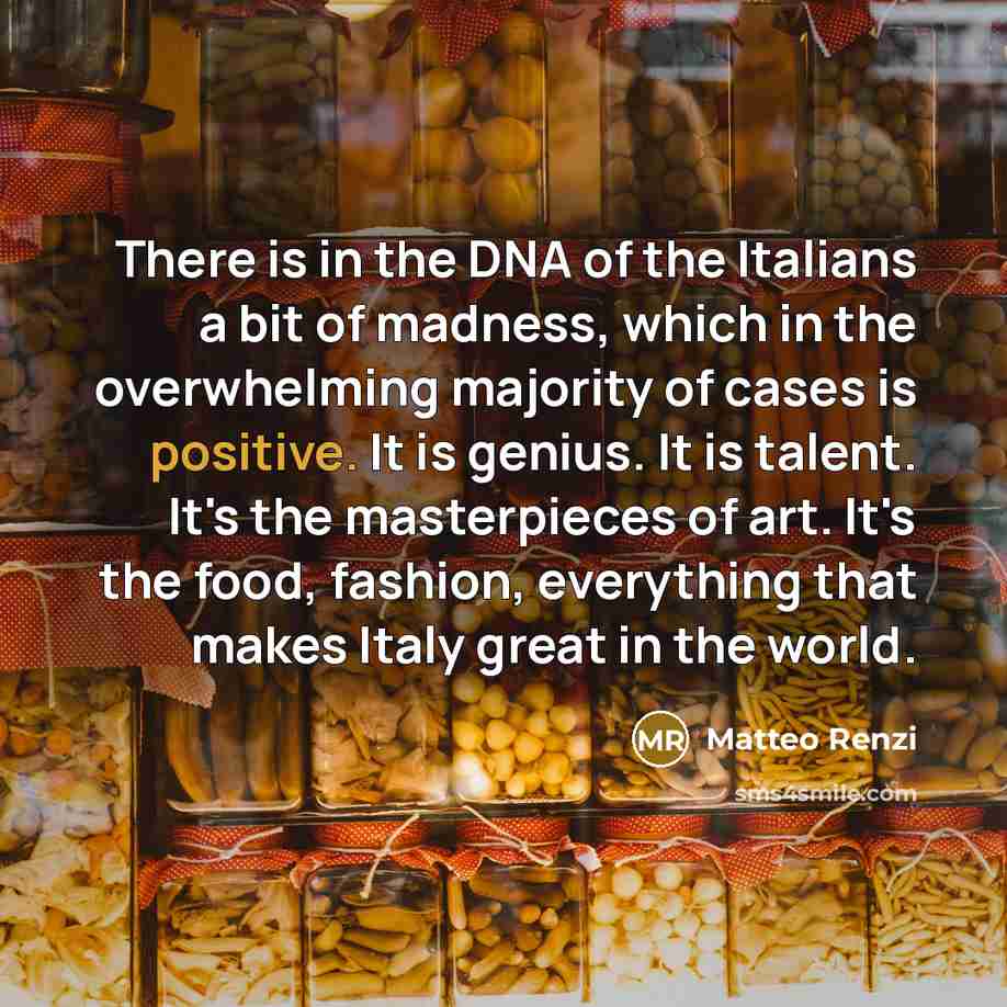 “There is in the DNA of the Italians a bit…” quote by Matteo Renzi