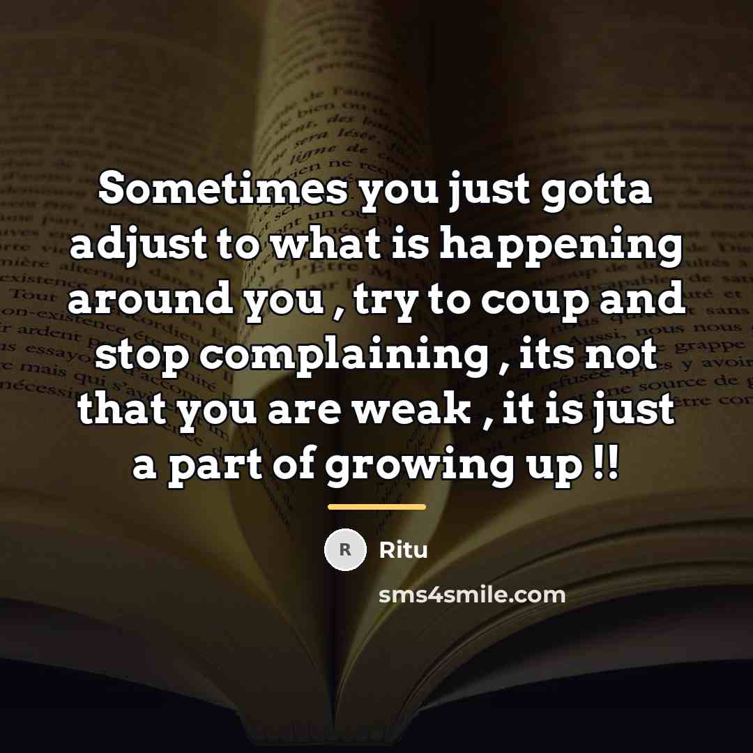 “Sometimes you just gotta adjust to what is happening around…” quote by Ritu