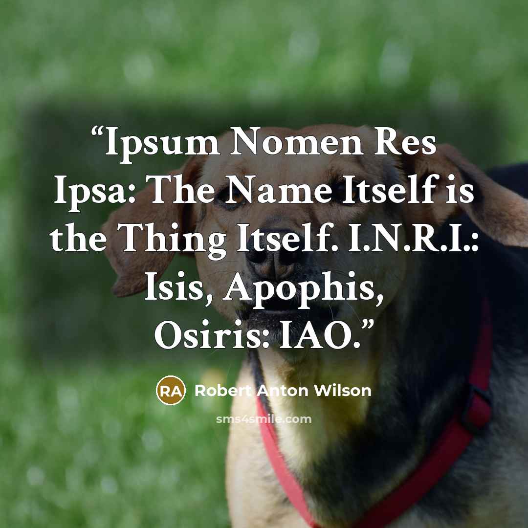 “Ipsum Nomen Res Ipsa: The Name Itself is the Thing Itself. I.N.R.I.: Isis, Apophis, Osiris: IAO.” quote by Robert Anton Wilson