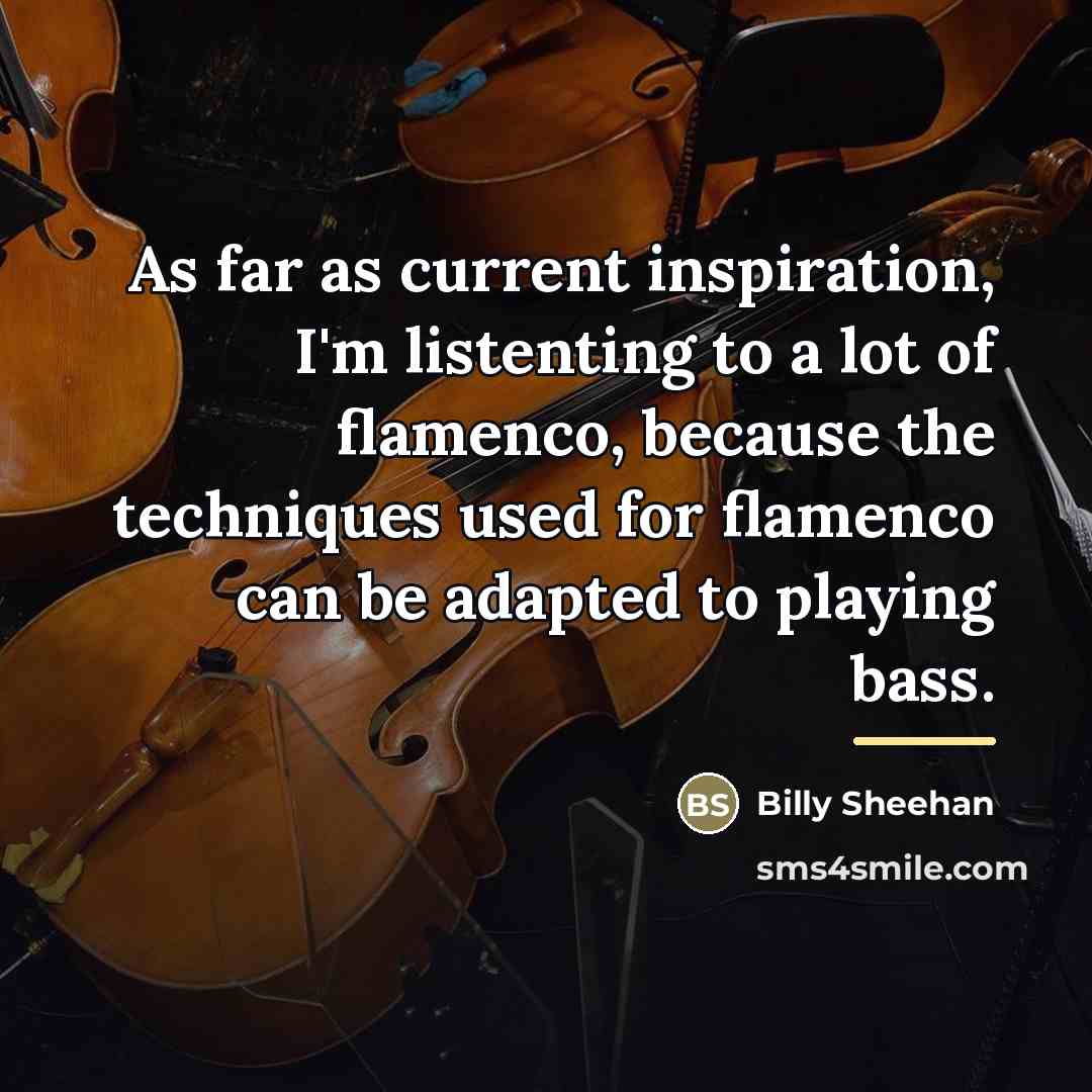 “As far as current inspiration, I'm listenting to a lot…” quote by Billy Sheehan