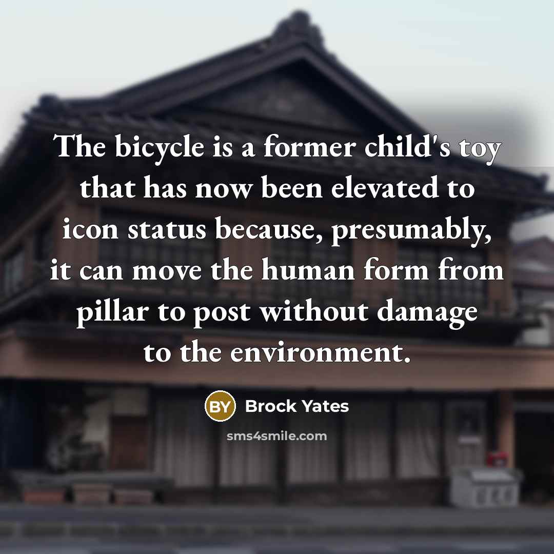 “The bicycle is a former child's toy that has now…” quote by Brock Yates