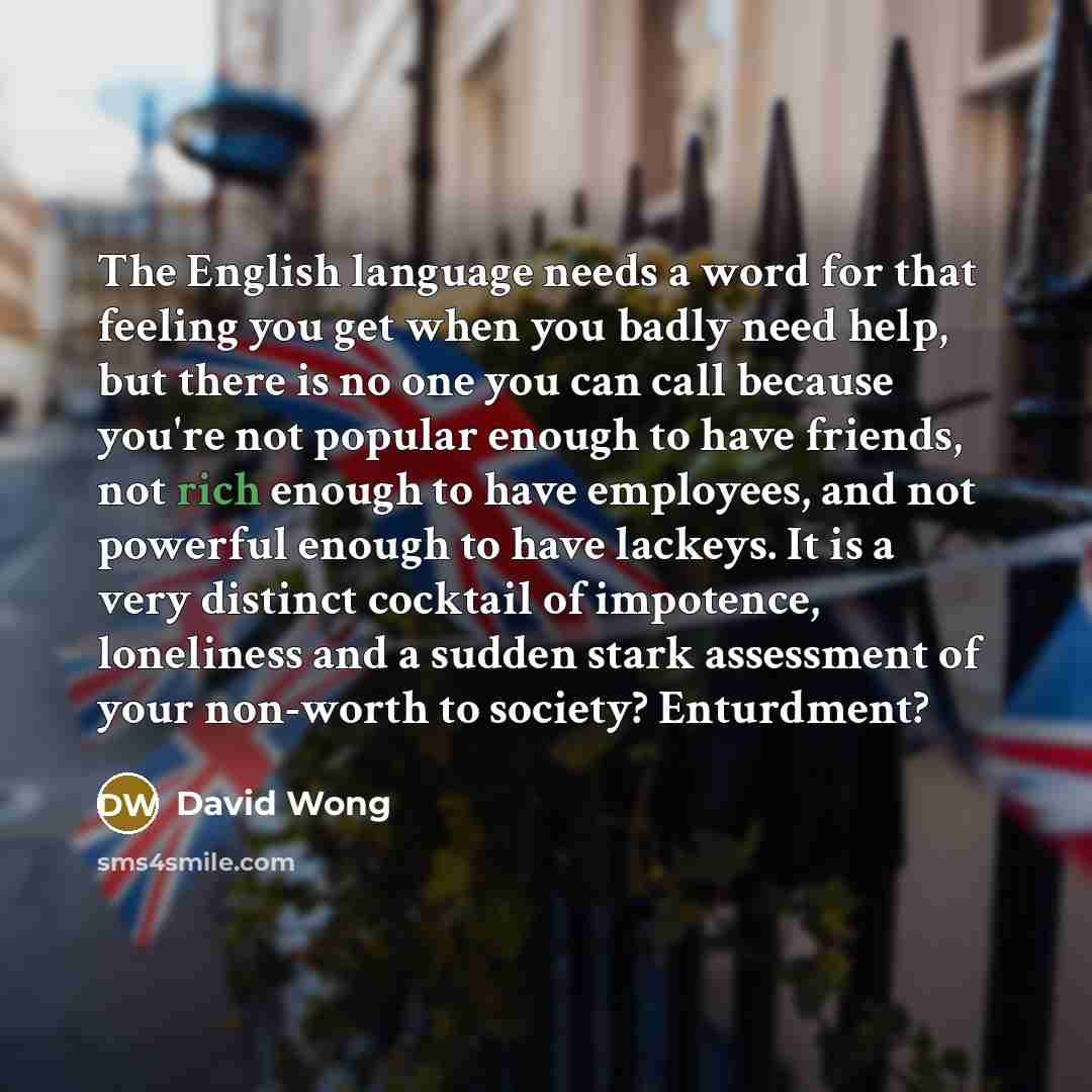 “The English language needs a word for that feeling you…” quote by David Wong