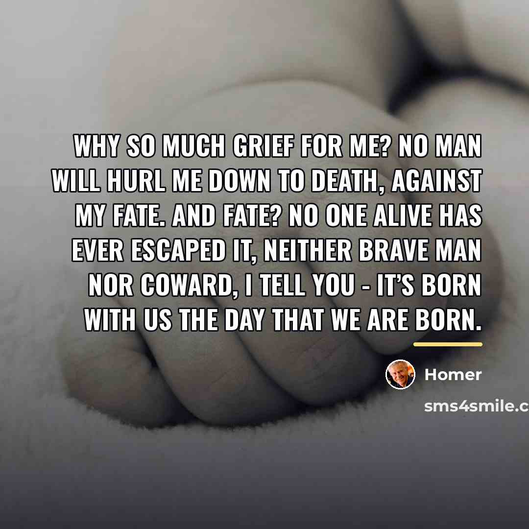 “Why so much grief for me? No man will hurl…” quote by Homer