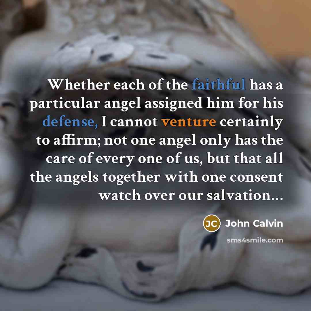 “Whether each of the faithful has a particular angel assigned…” quote by John Calvin