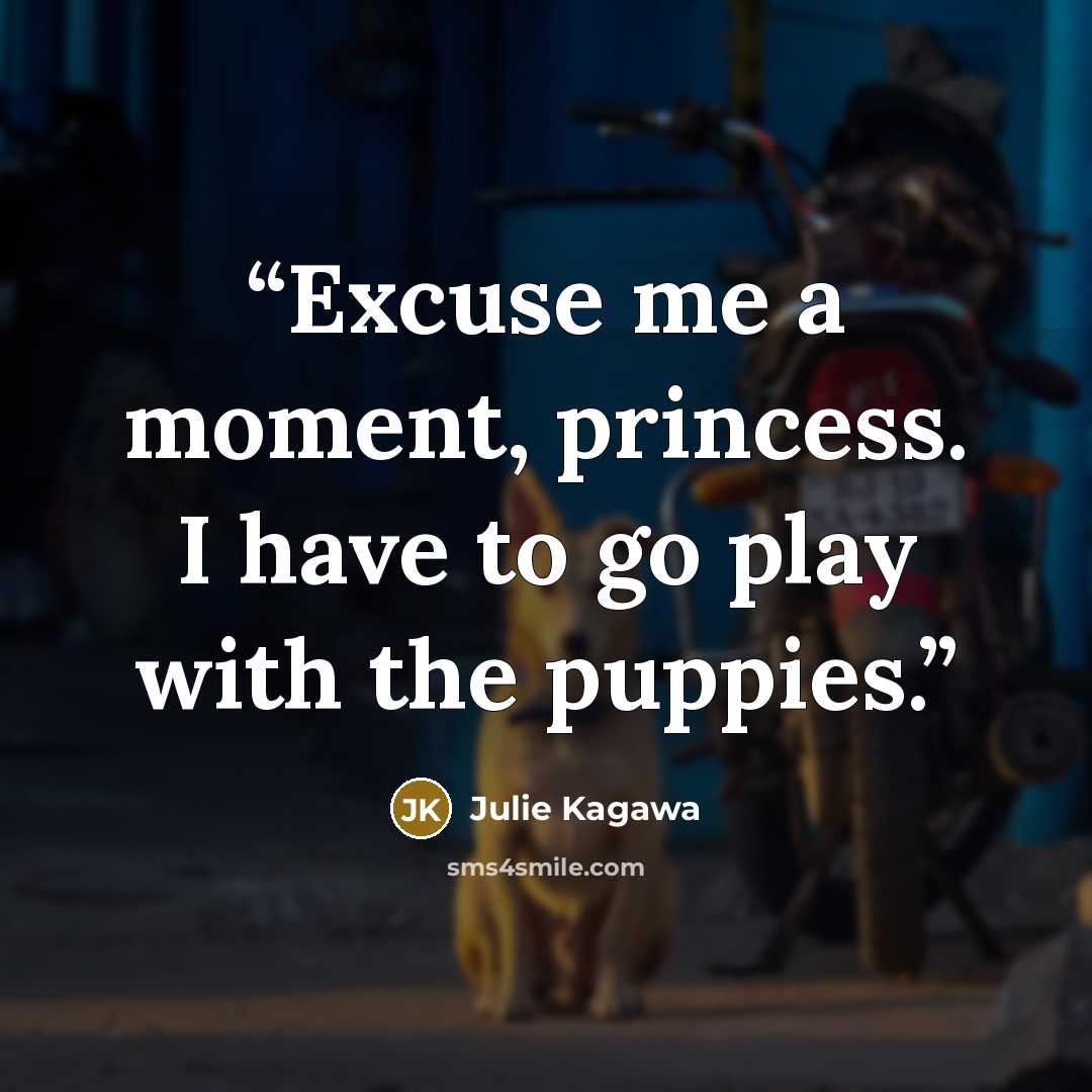 “Excuse me a moment, princess. I have to go play with the puppies.” quote by Julie Kagawa