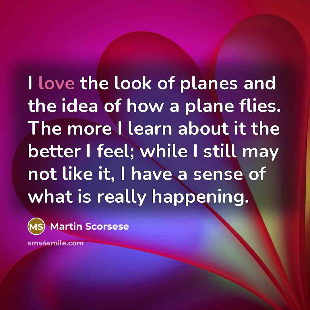 “I love the look of planes and the idea of…” quote by Martin Scorsese
