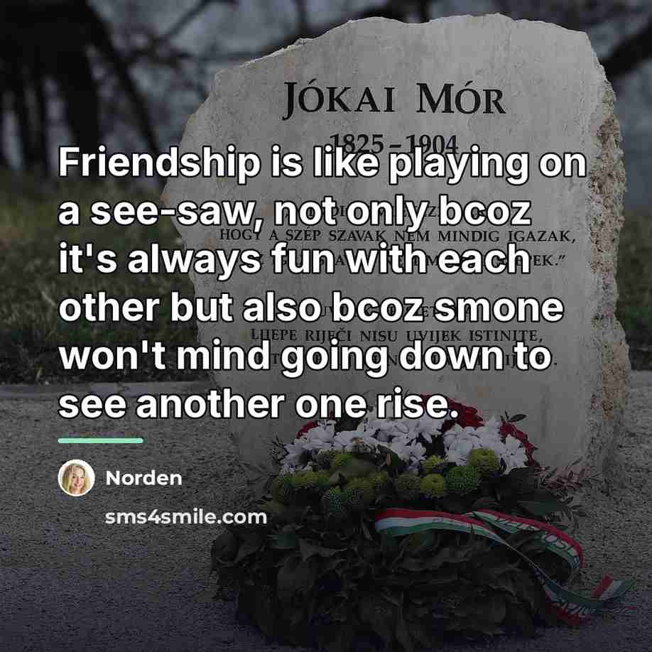 “Friendship is like playing on a see-saw, not only bcoz…” quote by Norden