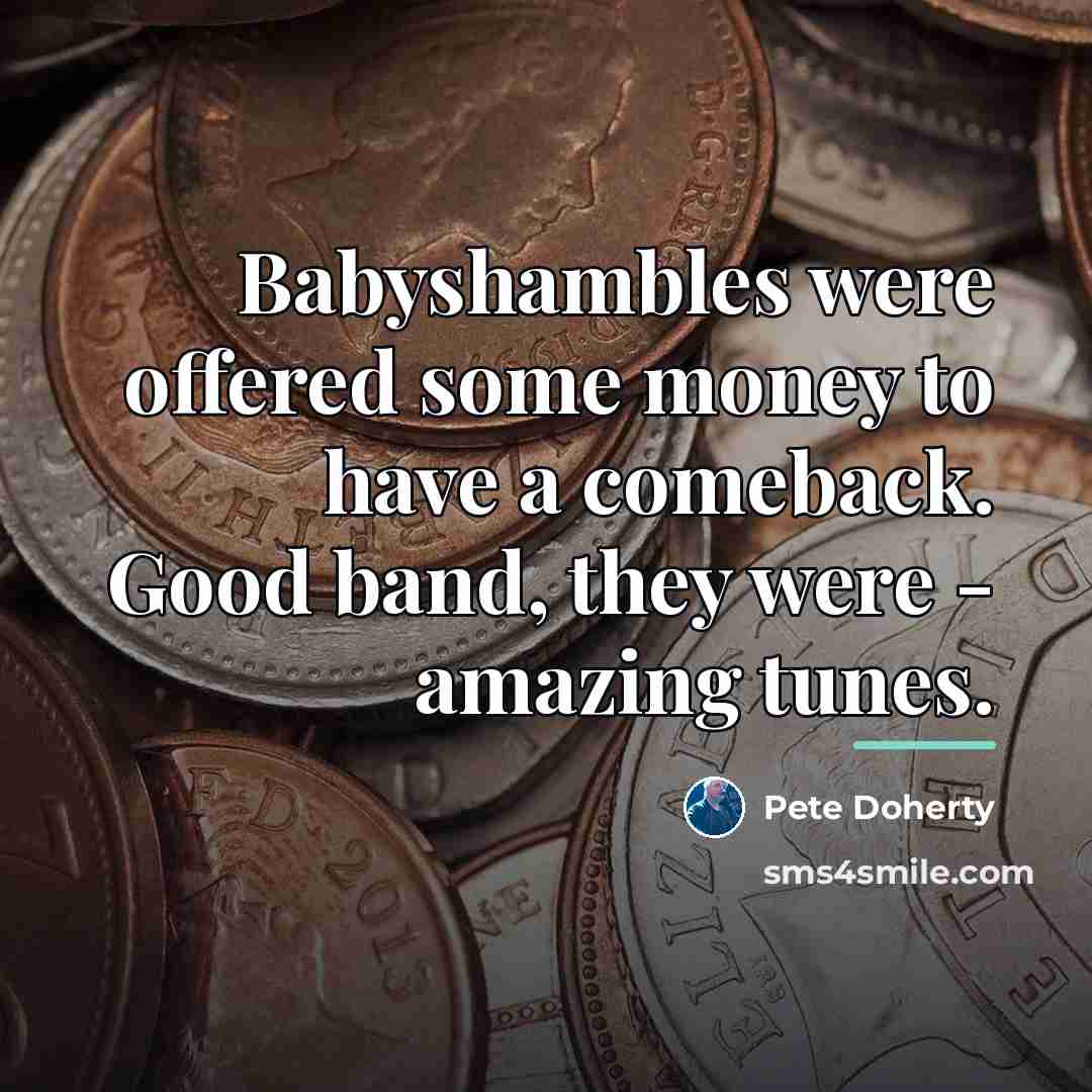 “Babyshambles were offered some money to have a comeback. Good…” quote by Pete Doherty