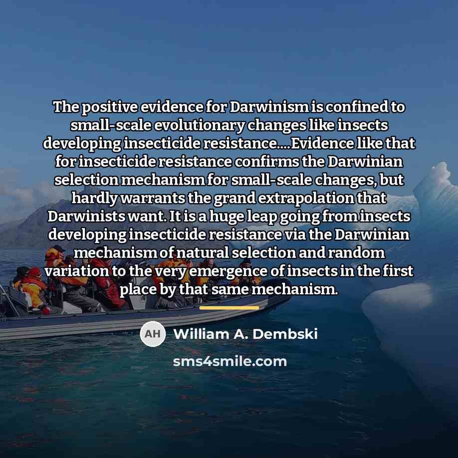“The positive evidence for Darwinism is confined to small-scale evolutionary…” quote by William A. Dembski