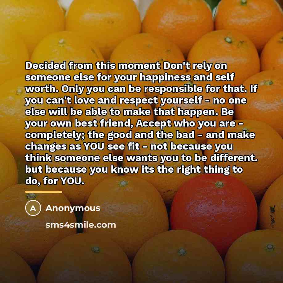 “Decided from this moment Don't rely on someone else for…” quote by Anonymous