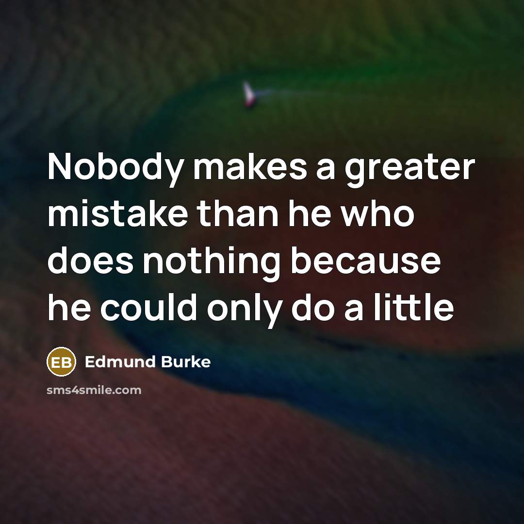 “Nobody makes a greater mistake than he who does nothing…” quote by Edmund Burke