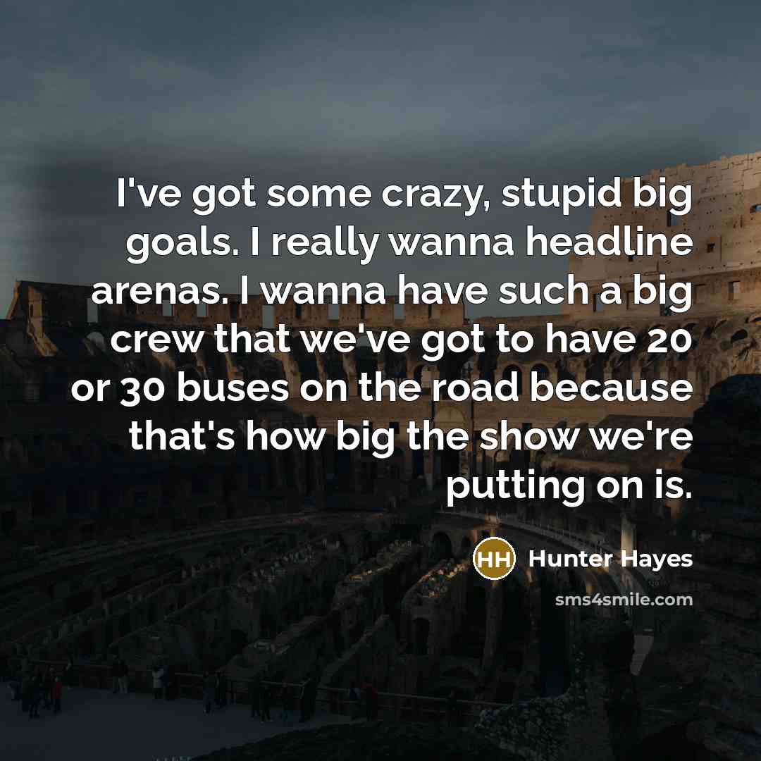 “I've got some crazy, stupid big goals. I really wanna…” quote by Hunter Hayes
