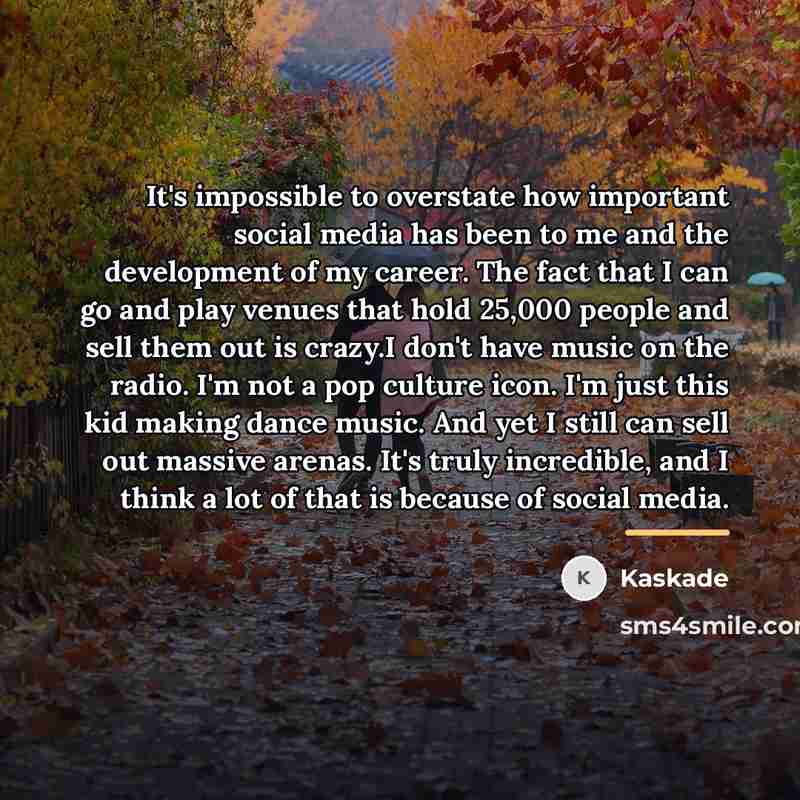 “It's impossible to overstate how important social media has been…” quote by Kaskade