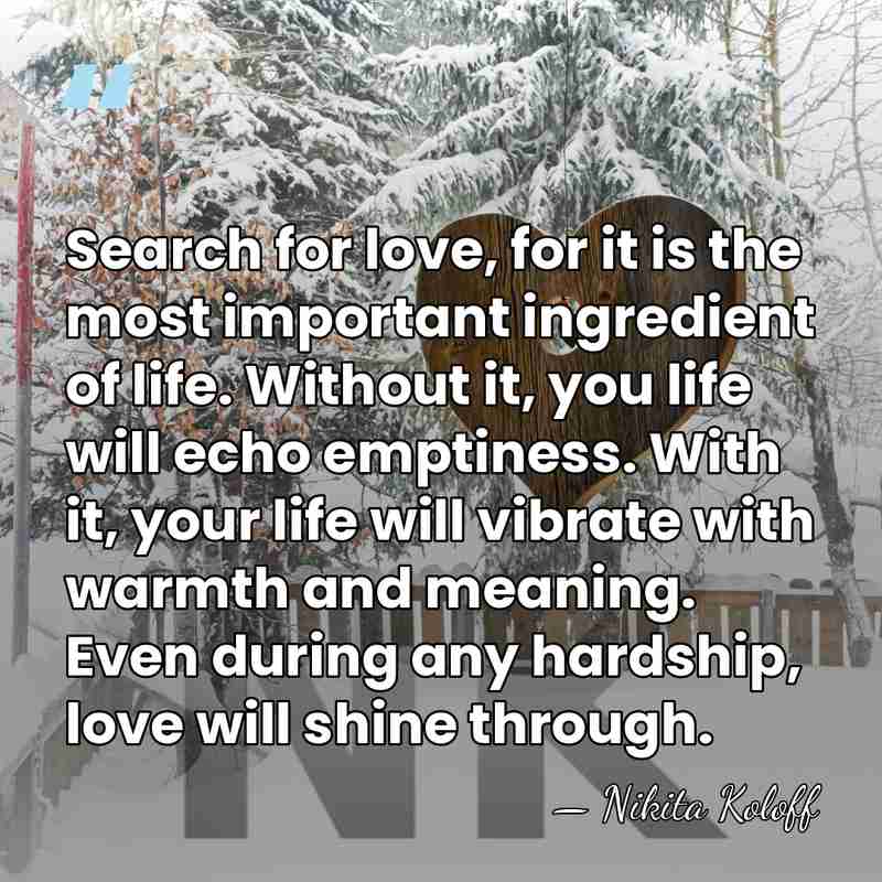 Search for love, for it is the most important ingredient of life. Without&hellip; - Nikita Koloff