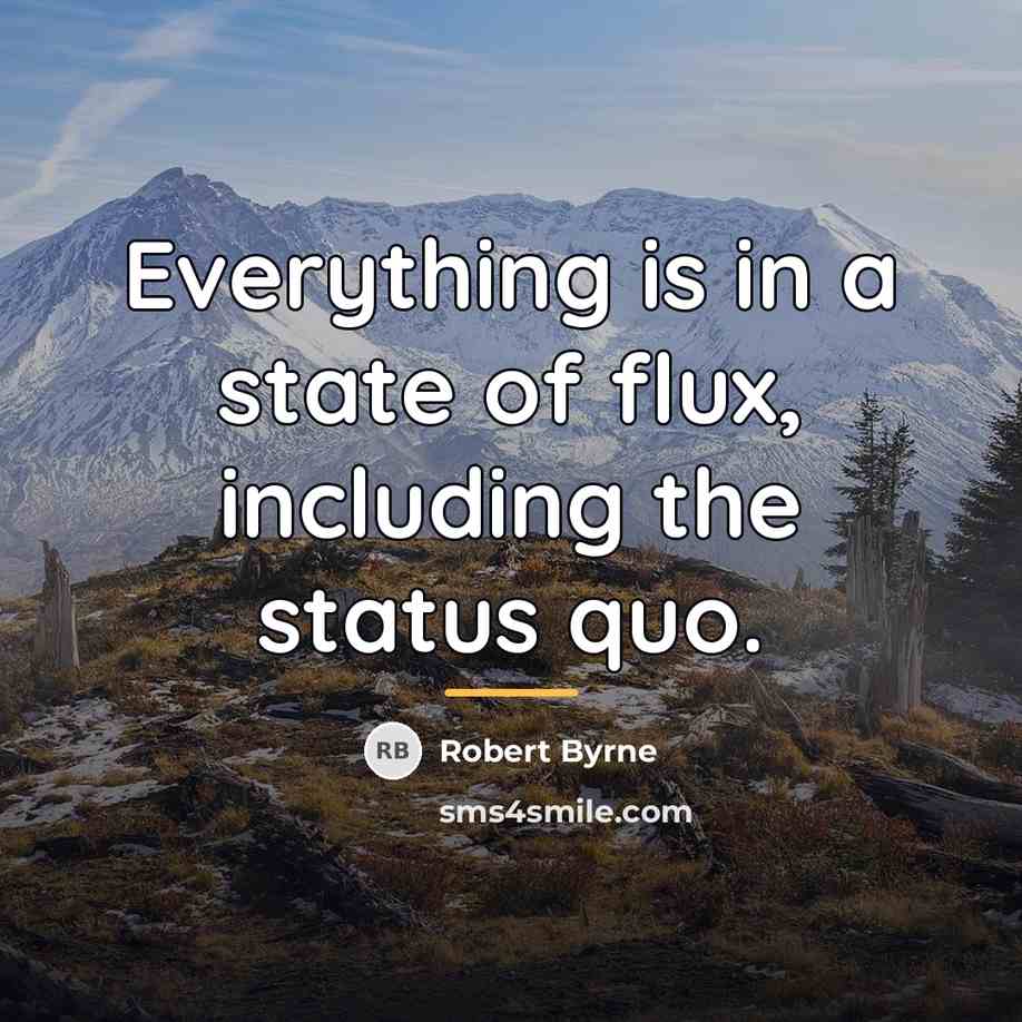 “Everything is in a state of flux, including the status…” quote by Robert Byrne