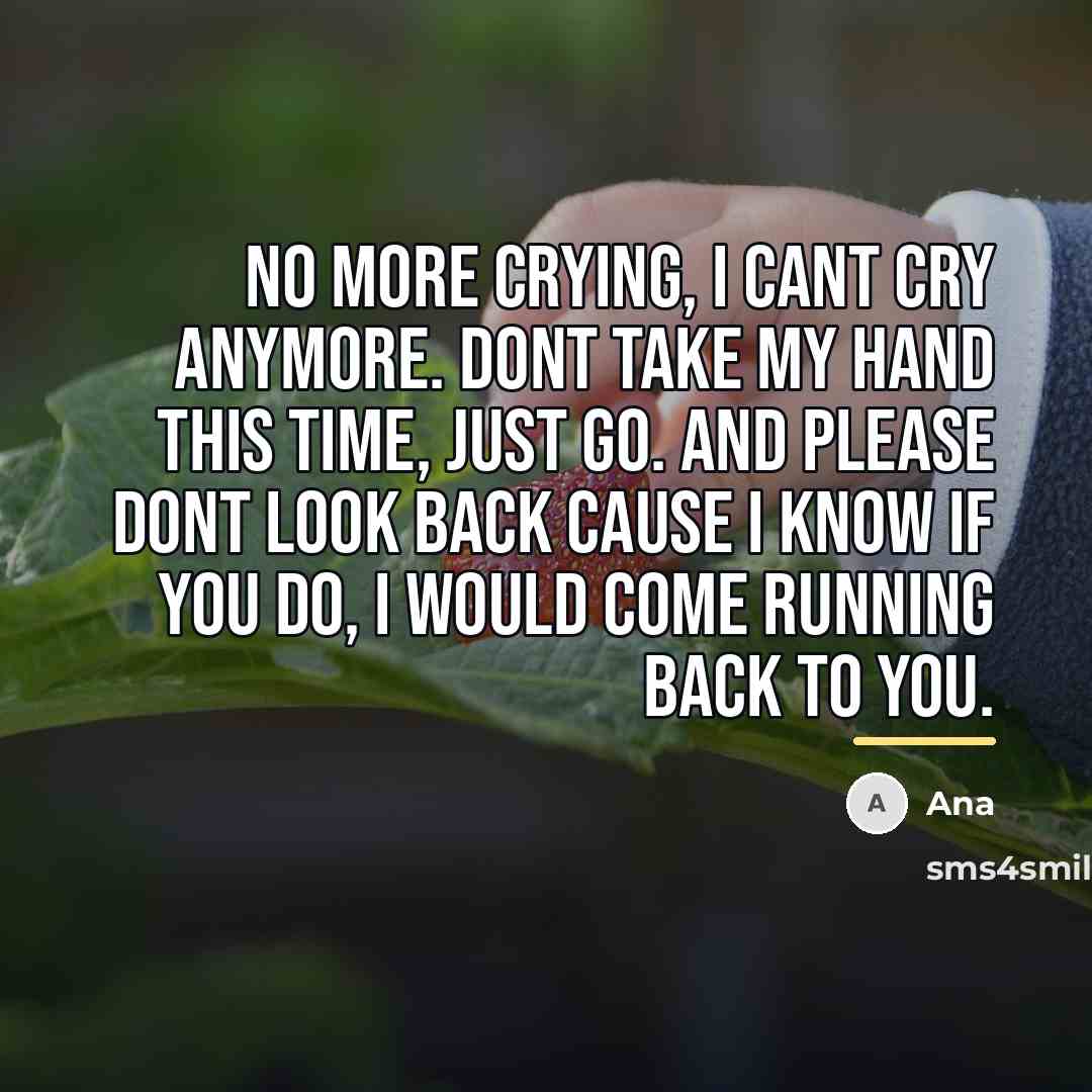 “No more crying, I cant cry anymore. Dont take my…” quote by Ana
