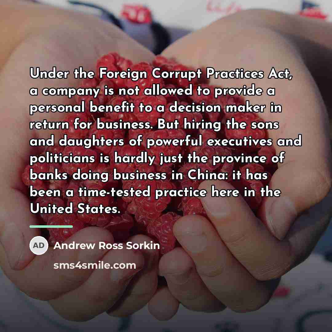 “Under the Foreign Corrupt Practices Act, a company is not…” quote by Andrew Ross Sorkin