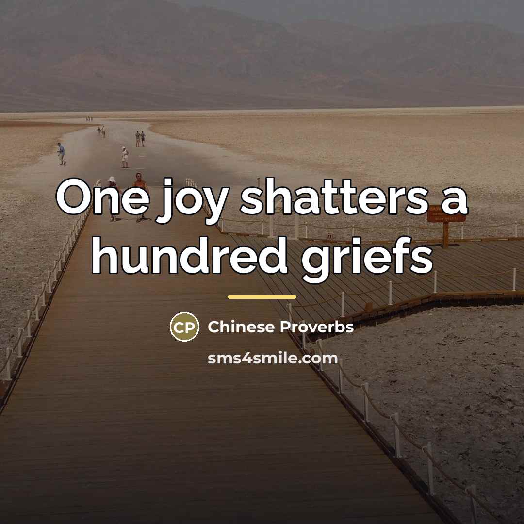 “One joy shatters a hundred griefs…” quote by Chinese Proverbs