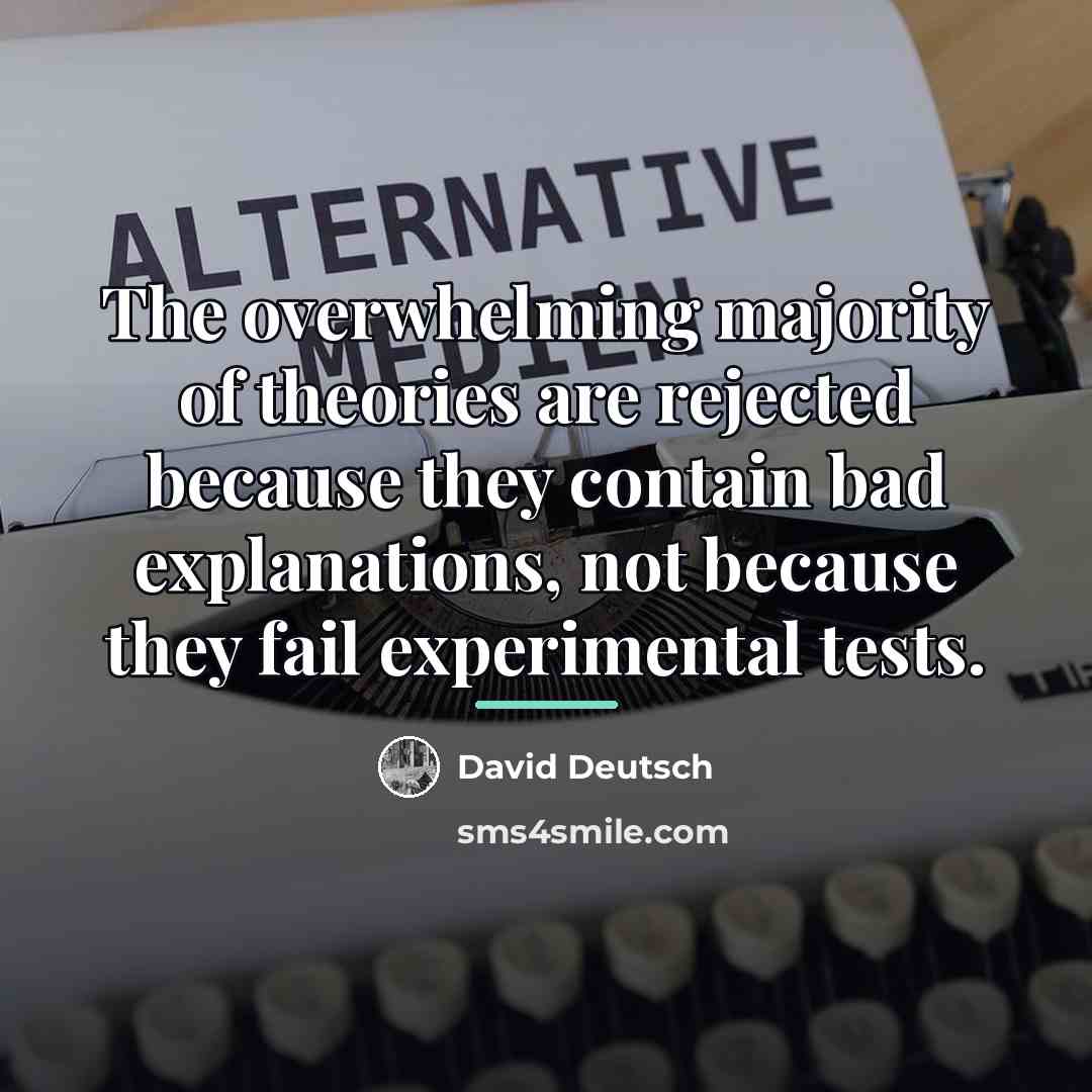 “The overwhelming majority of theories are rejected because they contain…” quote by David Deutsch