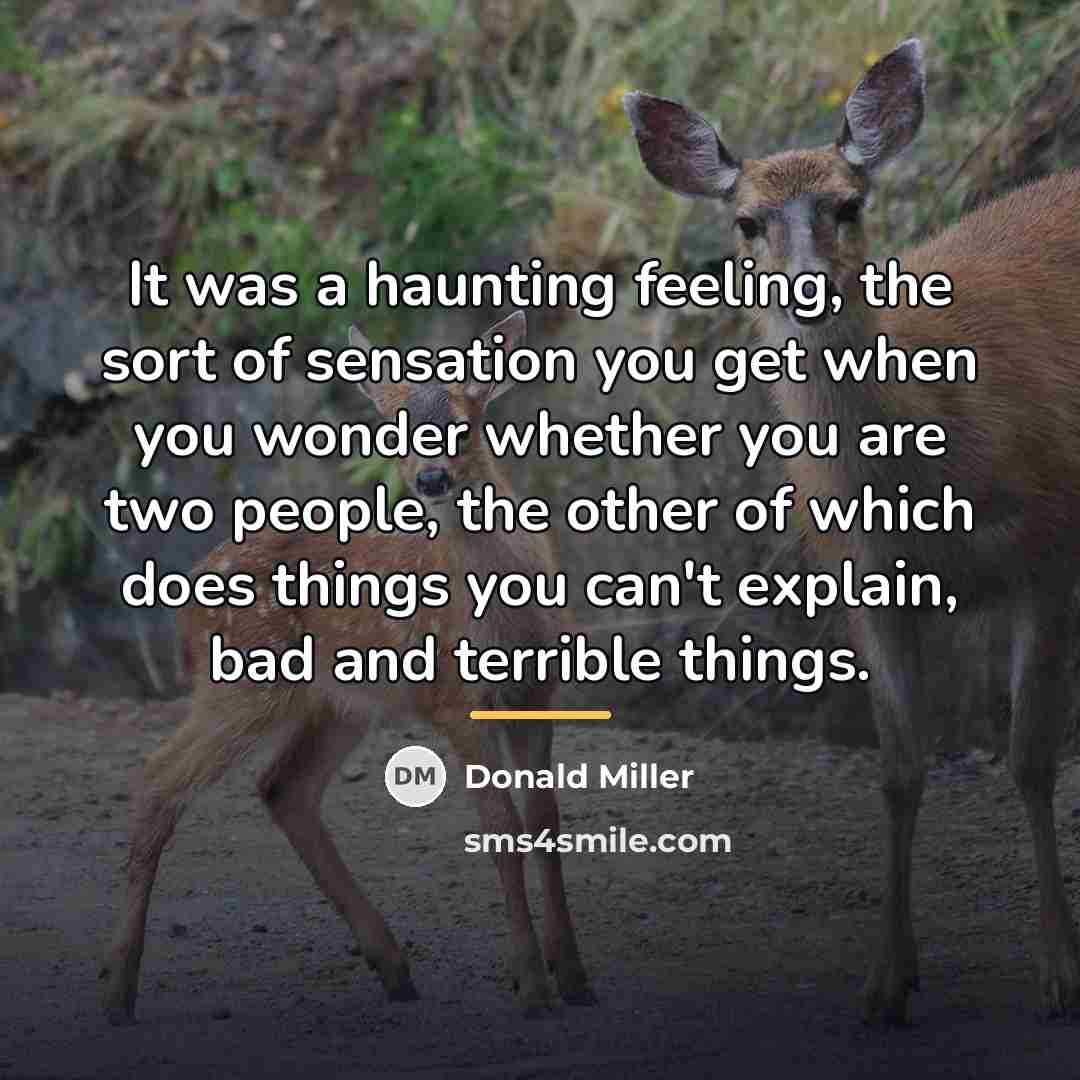 “It was a haunting feeling, the sort of sensation you…” quote by Donald Miller