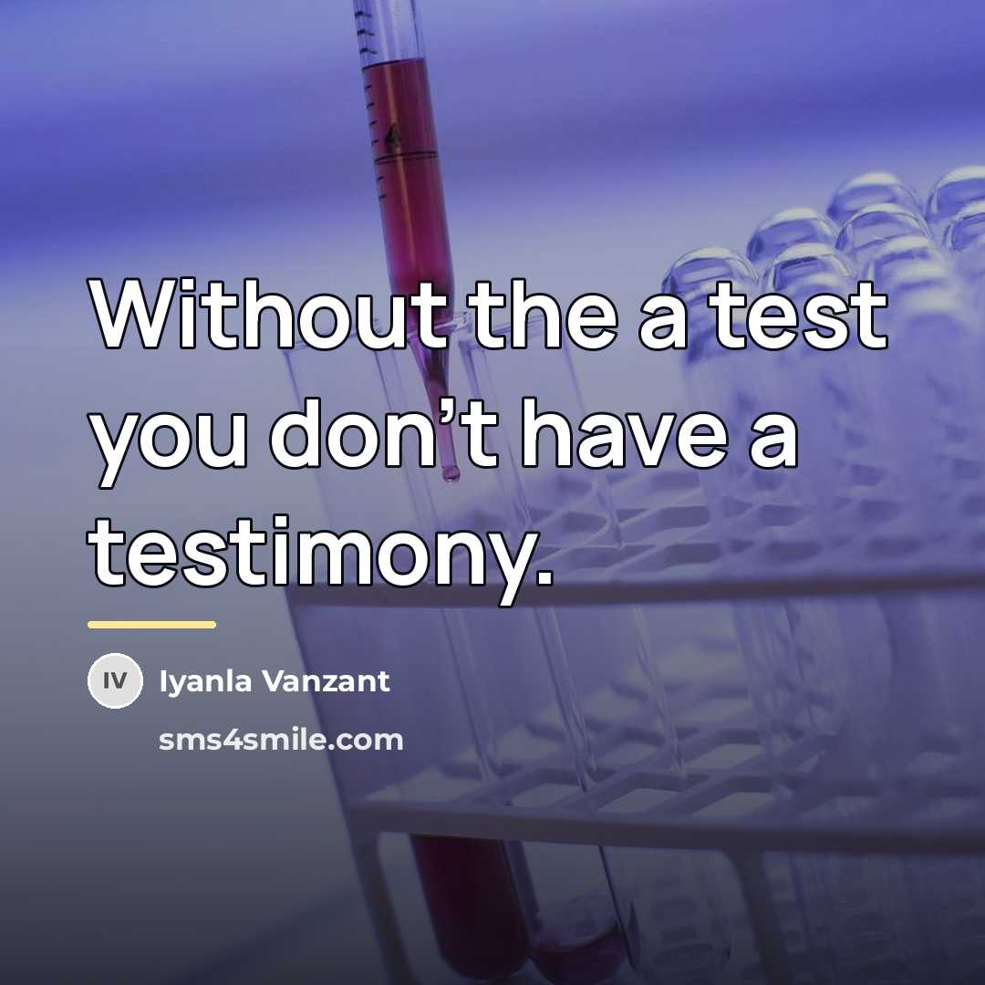“Without the a test you don't have a testimony.…” quote by Iyanla Vanzant